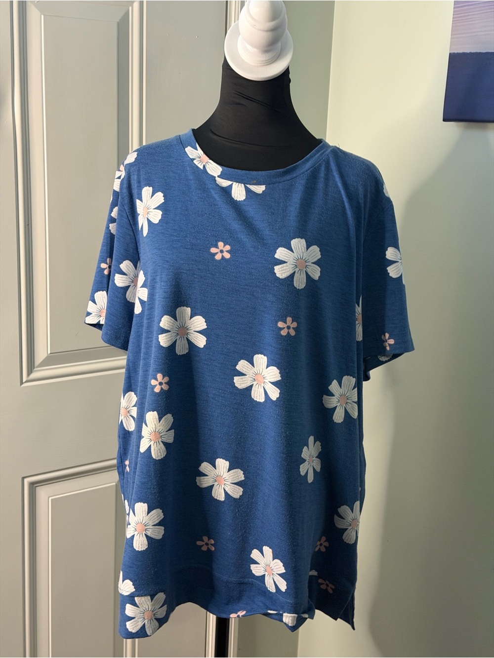 Blue Floral Short Sleeve Tee